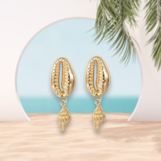 Golden Conus Shell Earrings