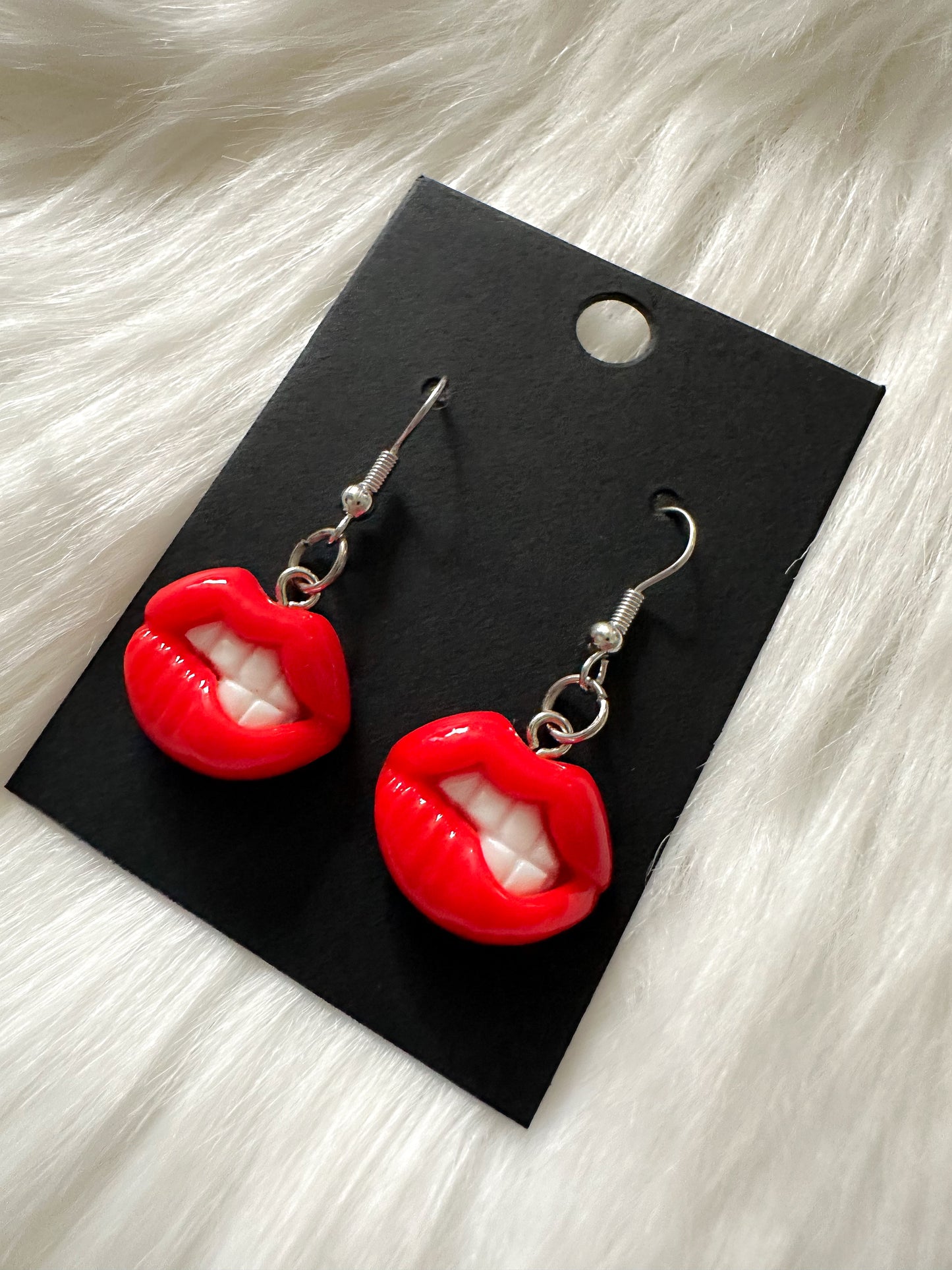 Red Biting Lips Earrings