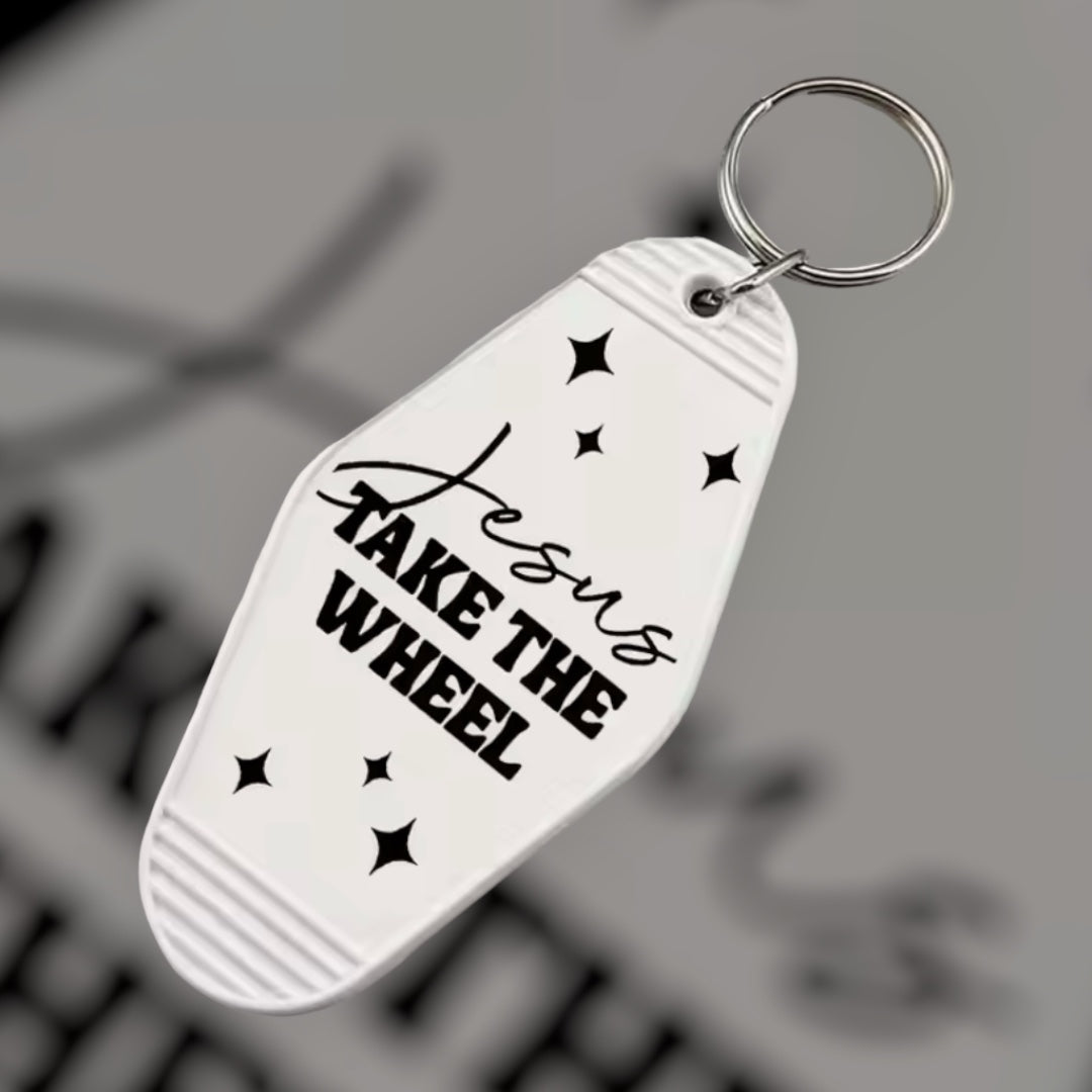 Motel Keychain | Jesus Take The Wheel I Retro Keychain I