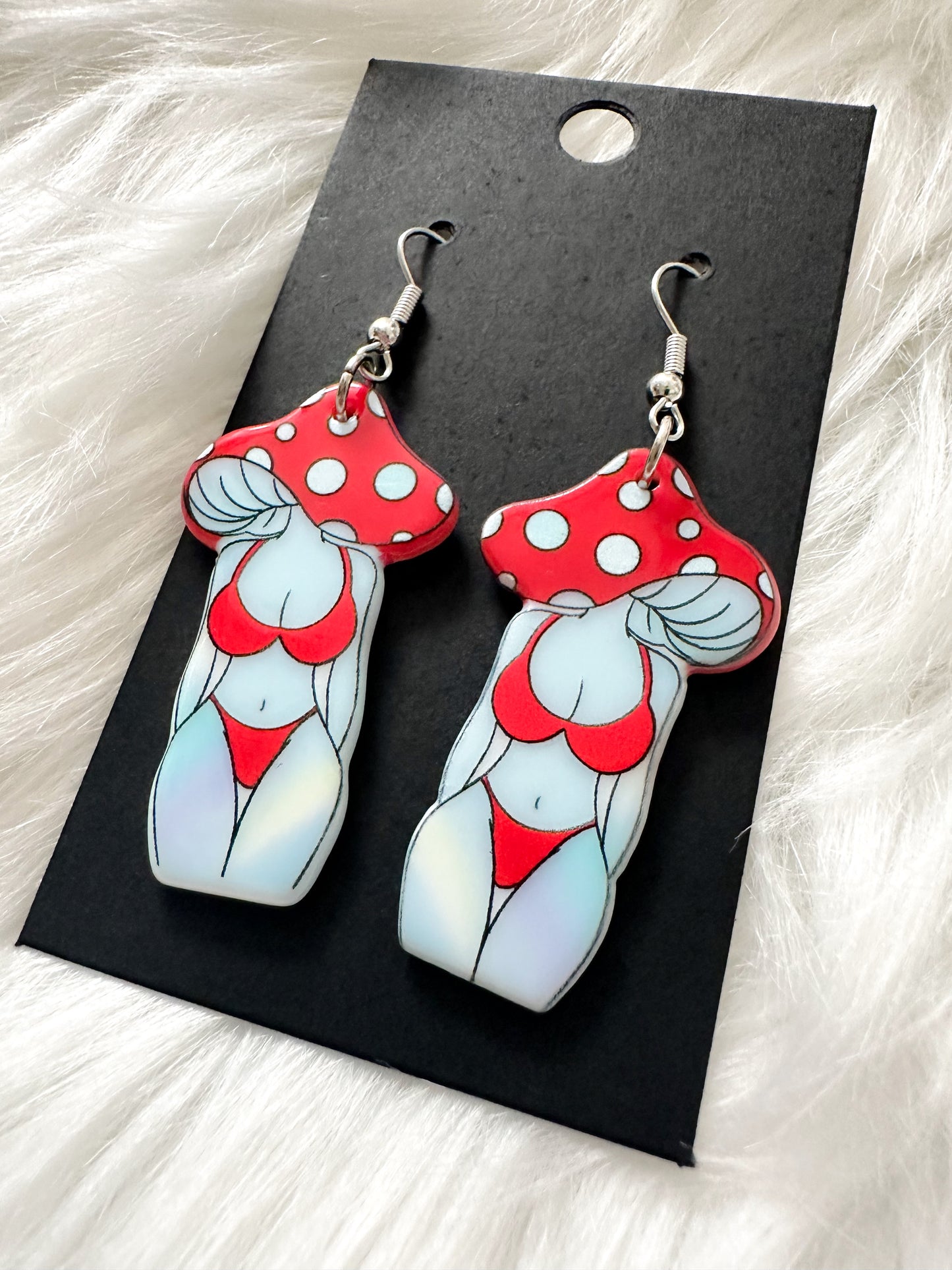 Red Mushroom Body Dangling Earrings