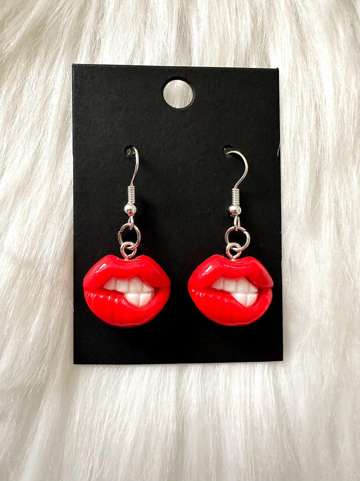 Red Biting Lips Earrings