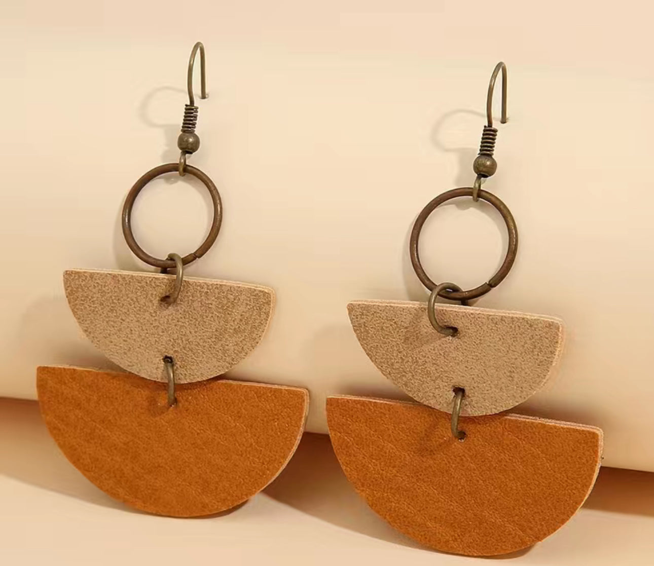 Half Circle Leather Drop Earrings