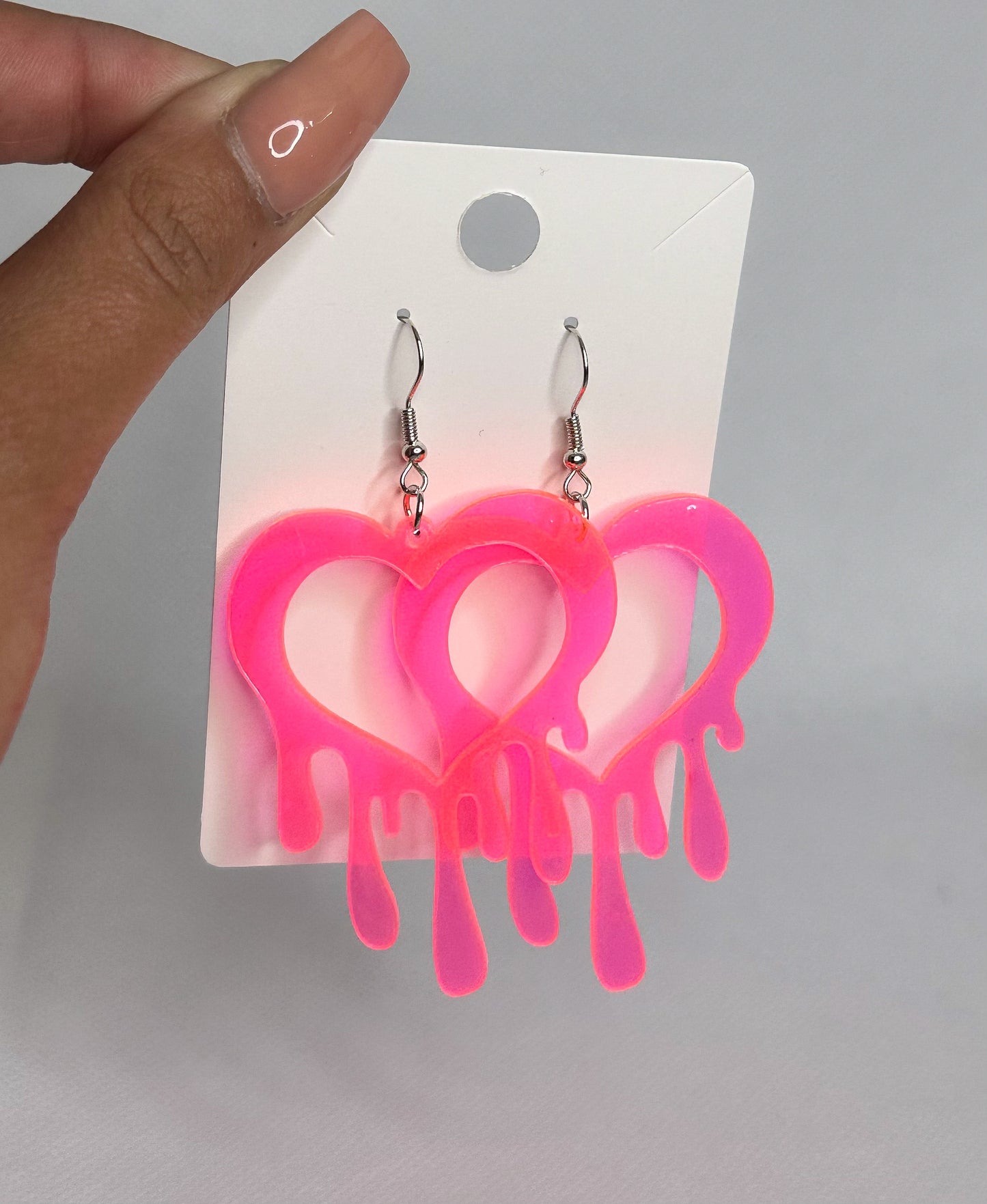 Pink Heart Drip Earrings