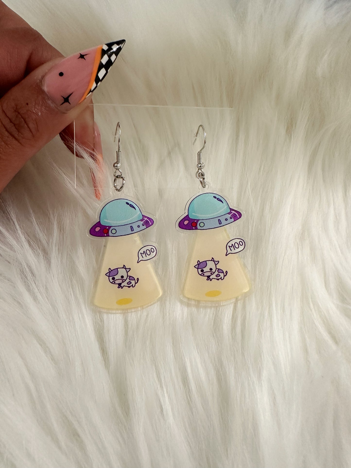 Cow Spaceship Earrings