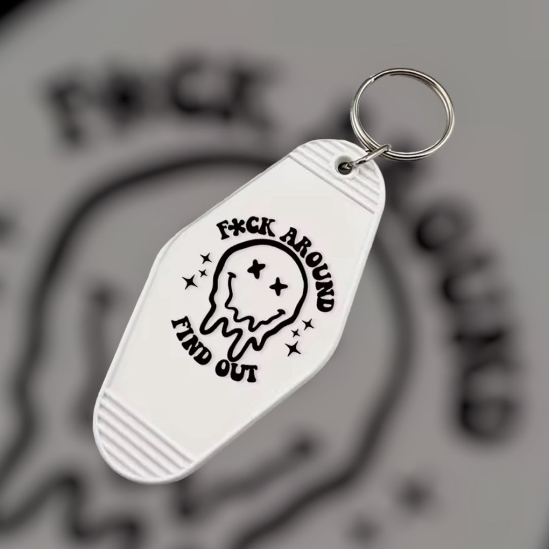 Motel Keychain | F**K Around & Find Out I Retro Keychain I