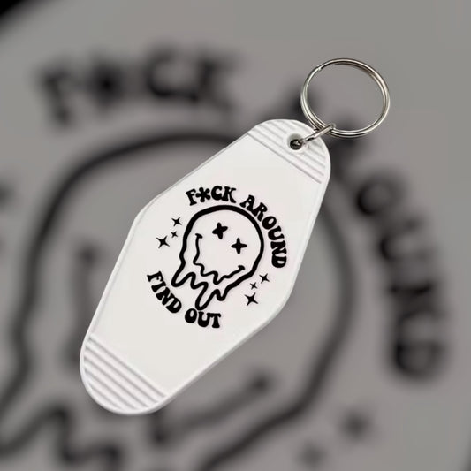 Motel Keychain | F**K Around & Find Out I Retro Keychain I