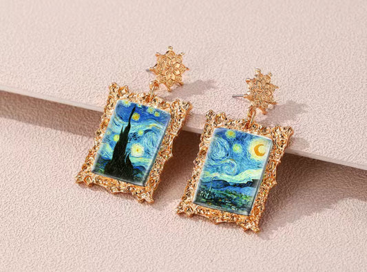 Vintage Van Gogh Starry Night Earrings