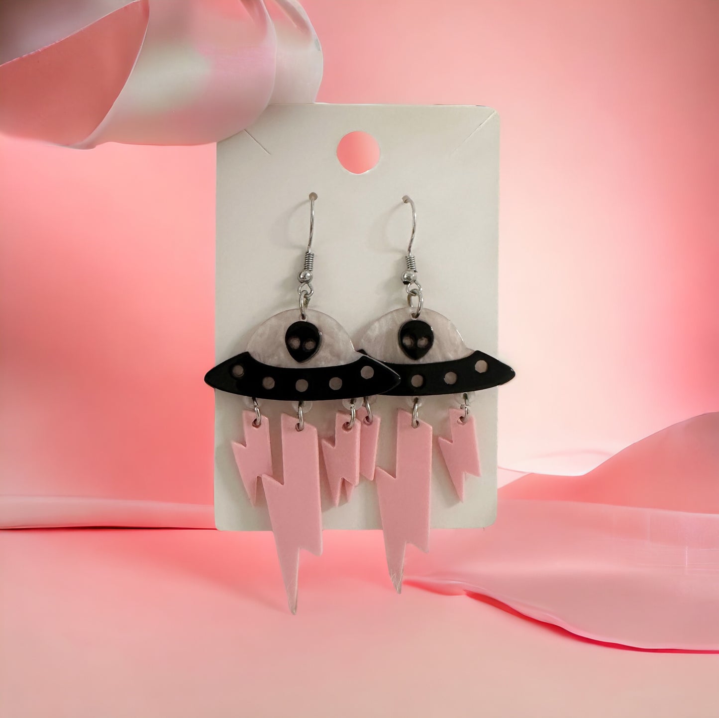 Pink UFO Earrings