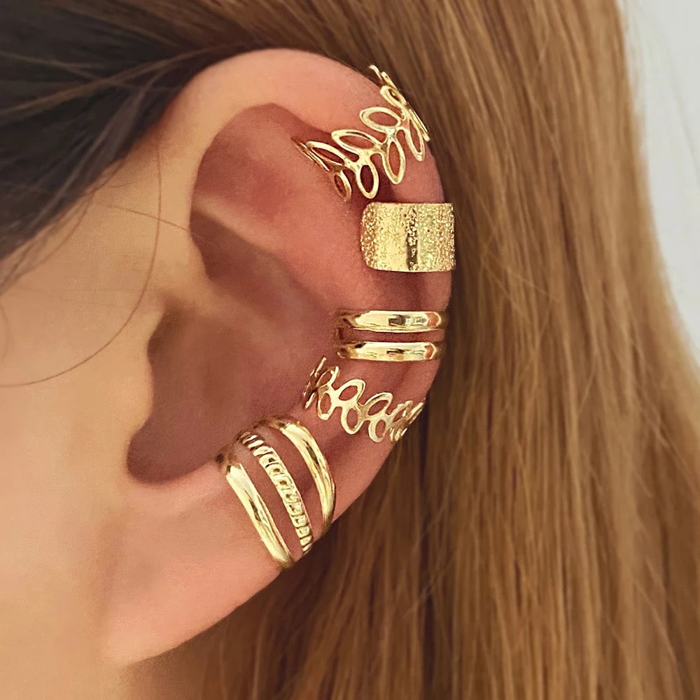 Gold Leaf Earring/Ear Cuff Set