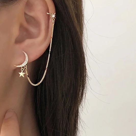 Moon & Star Earring/Ear Cuff Set