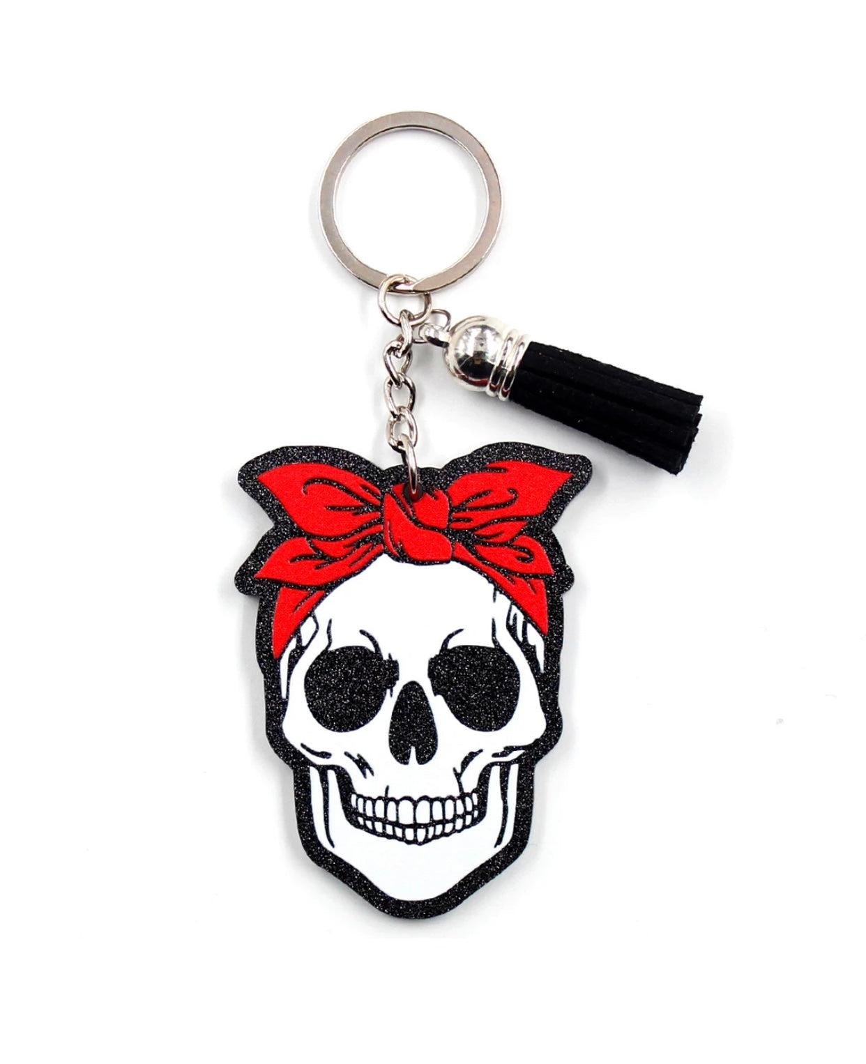 Glitter Skull Keychain