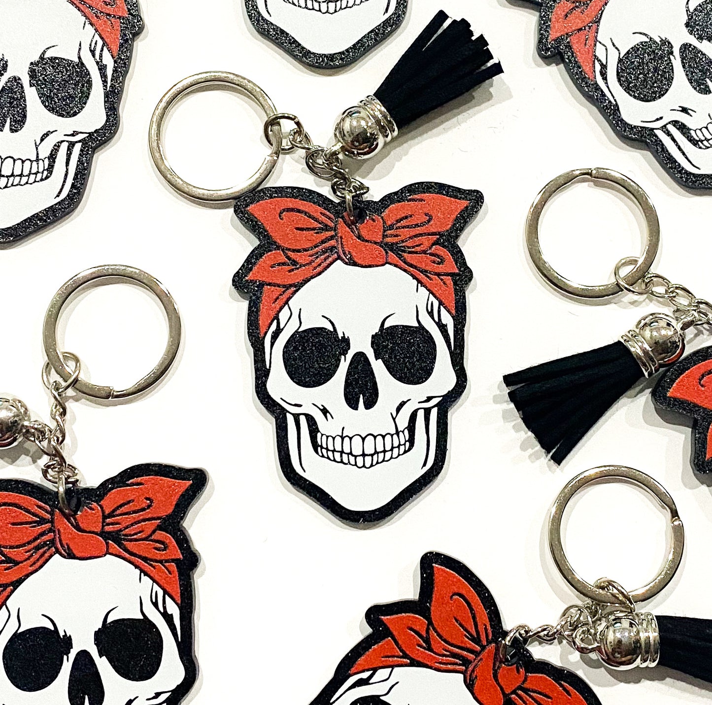 Glitter Skull Keychain